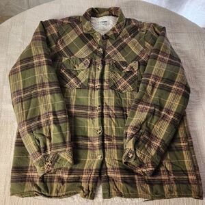 RSQ Green Plaid Button-Up Shirt Jacket Boys XL